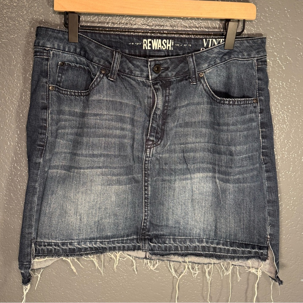 New York Rewash Vintage Womens Juniors Denim Mini Skirt Distressed Size 13 31
